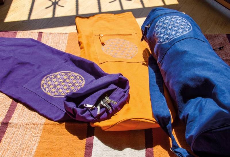 Yoga bag with flower of life orange