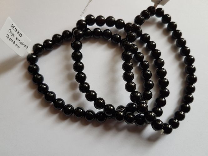 Hovedbilde Armbånd Agat Sort Onyks 8mm ...