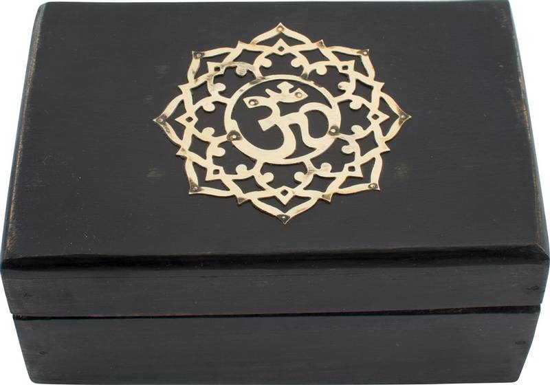 Tarotkort eske Aum Svart - Tarot box Ohm Mango Wood Black