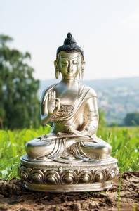 Hovedbilde Buddha i messing s&oslash;lvbelagt ...