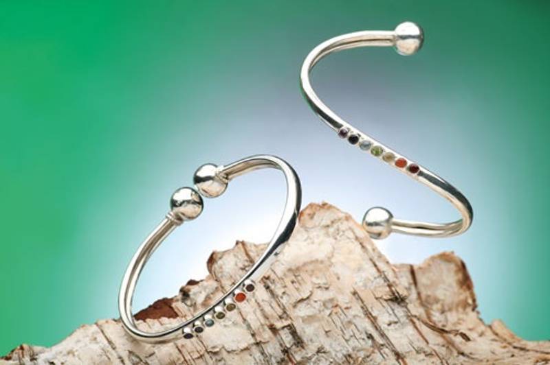 Flexible Chakra bracelet 925 Sterling silver