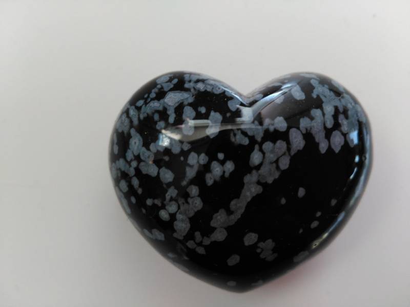 Krystallhjerte stort - Obsidian Snefnugg