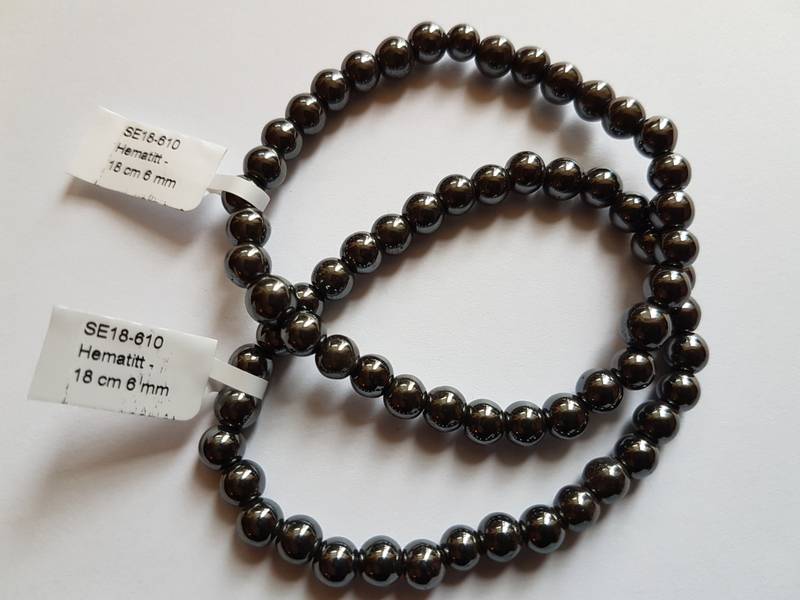 Armbånd Hematitt 6mm kulearmbånd